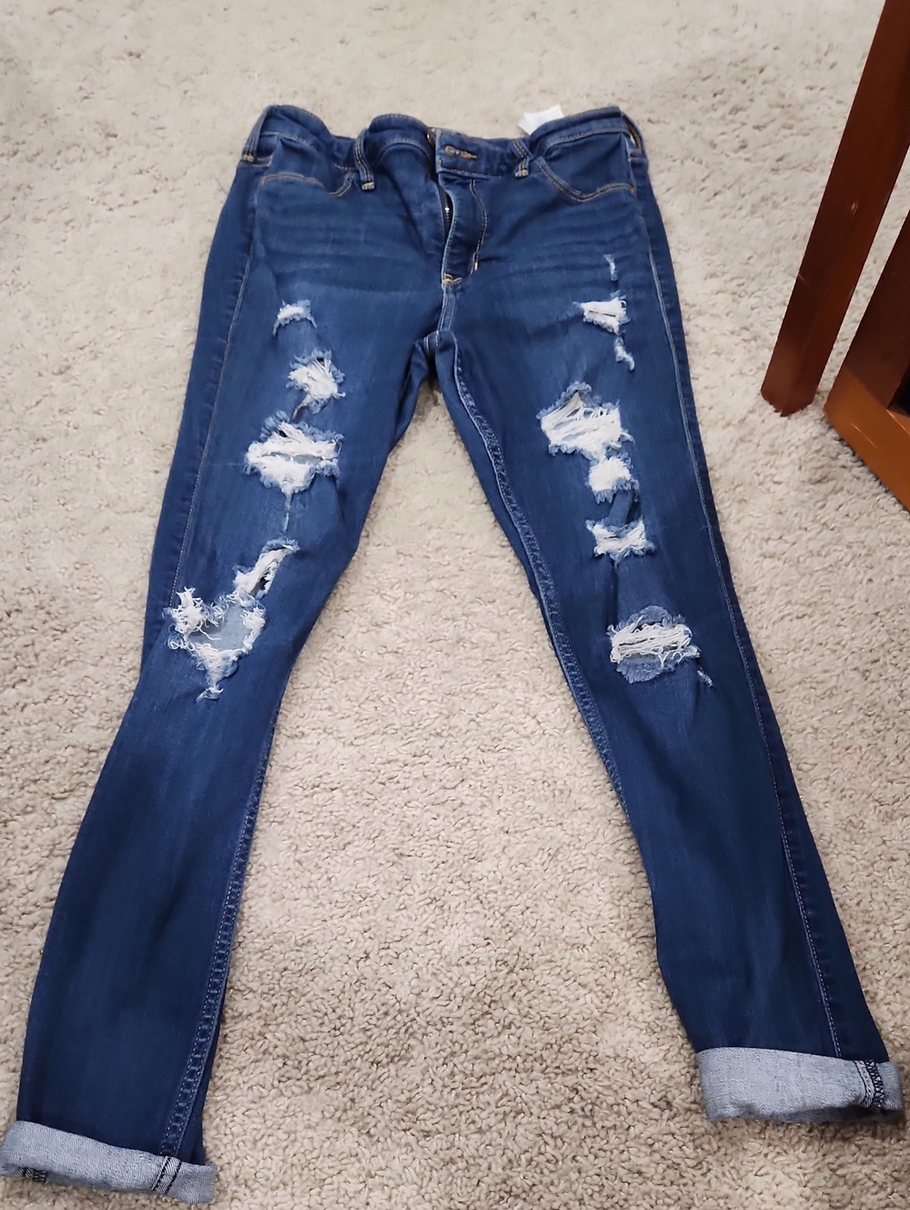 Hollister Dark Blue Distressed Skinny Jeans